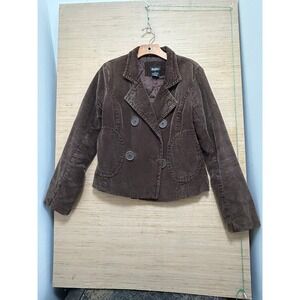 PB Basics Brown Corduroy Double Breasted Cropped Jacket Size S